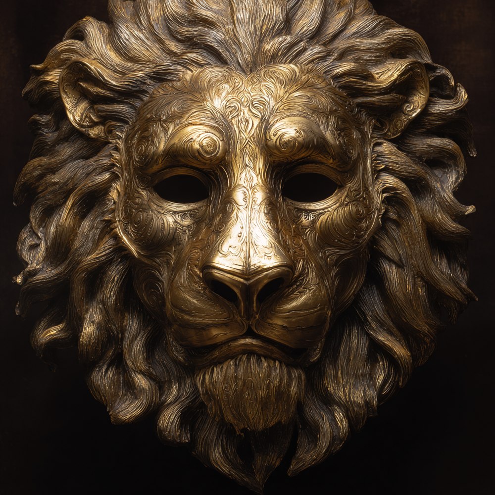 Gold sculpted lion against black, the emblem of the Micheaux Film Festival.